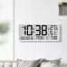 Large LCD Digital Wall Clock Temperature Humidity Display Alarm Clock Hanging/Desktop Digital Clock Plugged in Electronic Desktop Clock for Home and Offices