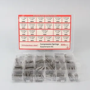 Premium Stainless Steel Compression Springs 300 Pieces 24 Sizes High Corrosion Resistance Ideal for Mechanical Repairs Electronics DIY Projects 304 Stainless Steel Springs Assortment Kit