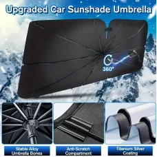 Car Sunshade Umbrella Front Windshield Retractable Sun Protection Heat Insulation Car Umbrella Side Baffle Sunshade 360 Rotating With Bendable Arm Handle