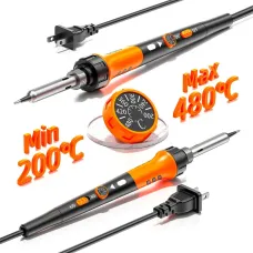 12Pcs Soldering Iron Premium Kit 60W Soldering Gun with Ceramic Heater Adjustable Temperature 200 to 450C Includes Soldering Iron Tip Solder Wire Pump Paste