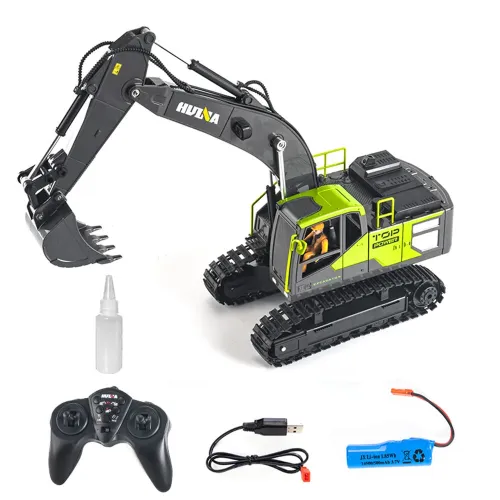 HuiNa Toys 1661 RTR 1/18 2.4G 13CH RC Excavator Alloy Bucket Engineering LED Light Spray 680 Rotation Remote Control Vehicles Models