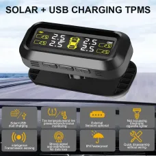 Car TPMS Sensors Tire Pressure Monitoring System Tyre On Board Computer Diagnostic Solar/USB Off Road 4x4 Automobile Accessories