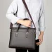Men's Business Leather Briefcase Solid Simple Fashion 14'' Laptop Handbag Waterproof Large Capacity Shoulder Crossbody Bag