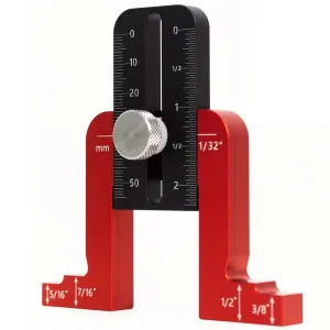 Aluminum Alloy Height Gauge Precision Measuring Tool Adjustable Depth Gauge for Table Saw Drill Press and Woodworking with Dual Metric and Imperial Scales Laser Etched Clear Markings