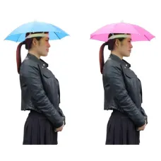 55cm Portable Rain Fishing Umbrella Hat Foldable Outdoor Fishing Anti-Sun Waterproof Umbrella Camping Head Cap Beach Head Hats