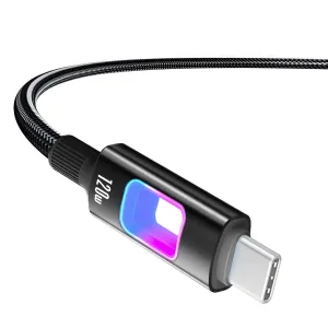 6A PD120W USB-A to USB-C Cable with RGB Hollow LED Light Support PD Fast Charging Data Transmission Tinned Copper Core Line 1M/2M Long for iPhone 17 17Pro 16 15 Pro Max for Huawei Mate XTs for Xiaomi 17pro for OPPO