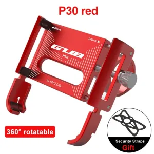 GUB P30 Bike Holder Aluminum Alloy 360 Adjustable Sturdy Anti-fall 0.2kg Lightweight Handlebar Holder for Motorcycle Bicycle Scooter Bracket - Red