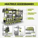 4 Layers Heavy Duty Iron Tool Storage Rack Wall Mount Organizer Battery Charging Station Drill Slots Easy Installation for Garage Workshop