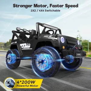 FUNTOK R0624V 7AH Double Seater Kids Ride on Truck Car 8km/h Max Speed Safety Rechargeable Powered Electric Car for 3-8 Years Old Kids with Remote Control