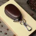 Ekphero Men Genuine Leather Mini Car Key Case Minimalist Zipper Key Holder Storage Bag for Men Double Layer Key Slot Bag with Key Chain