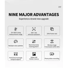 AV TOOLTOP T9 WiFi Thermal Camera Infrared 256x192 Resolution 1600x1200 Visible Imaging 10m Wireless Image Transmission -20~-550 Portable Professional Heat Analysis Tool