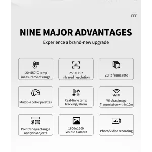 AV TOOLTOP T9 WiFi Thermal Camera Infrared 256x192 Resolution 1600x1200 Visible Imaging 10m Wireless Image Transmission -20~-550 Portable Professional Heat Analysis Tool