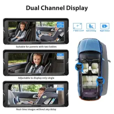 Car Baby Camera Dual Channel 6.8inch 1080P Display with 2 IR Night Camera and 150 Wide View Angle Automotive Baby Camera