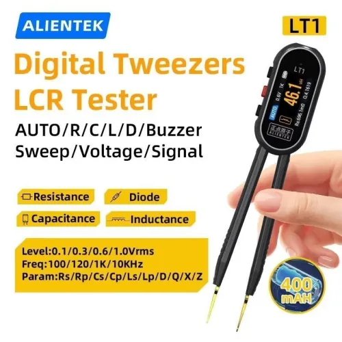 ALIENTEK LT1 Portable Smart LCR Meter Tweezers with IPS Display Ideal for Voltage and Continuity Testing