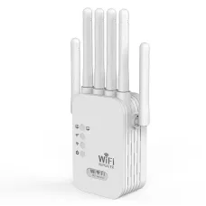 1200Mbps Wireless WiFi Repeater Dual Band WIFI Extender Booster 2.4G/5G Network Amplifier with 6 Antennas 360 Full Coverage Signal for Small Office