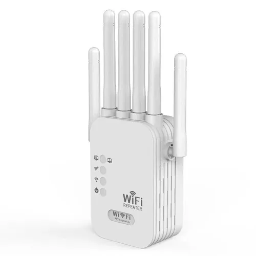 1200Mbps Wireless WiFi Repeater Dual Band WIFI Extender Booster 2.4G/5G Network Amplifier with 6 Antennas 360 Full Coverage Signal for Small Office