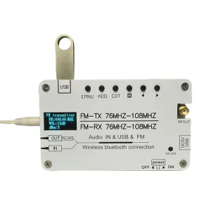 Multi-function FM Transmitter Receiver Bluetooth AUX USB Audio 76MHz-108MHz Built-in Rechargeable Battery Portable Radio