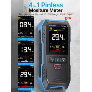 FNIRSI WMT-10 Moisture Meter 2.4 Inch TFT Screen High Precision 0.1% Resolution Rechargeable Battery for Wood Wall Tester