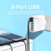 BK319 120W 8-Port USB Charger QC4.0/3.0/2.0 FCP SCP Fast Charging Wall Charger Adapter EU Plug US Plug for iPhone 16 15 14 13 Pro for Huawei Mate XT for Samsung Galaxy Z Fold6 for Xiaomi MIX Fold4