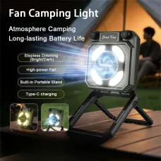 IPRee Folding Camping Fan Lantern with Stand Rechargeable Dimming Bright Work Floodlight Portable Hand Crank Outdoor Hiking Emergency Lamp