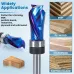 1/4 Inch 6.35mm Shank Nano Blue Coated Carbide Compression Flush Trim Router Bit Top and Bottom Bearing 1/2" Cutting Diameter for Woodworking Trimming and Slotting