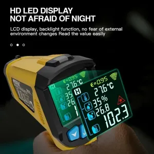 -50~800 LCD Color Display Non-Contact Infrared Thermometer High Temperature Infrared Laser Electronic Thermometer IR Thermometer Pyrometer