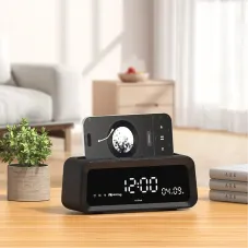 K3 Dual Alarm Clock Speaker Wireless bluetooth 5.4 Speakers with HD Digital Display 57mm Speaker Deep Bass Support TF Card Playback FM Radio Phone Bracket Portable Speakers