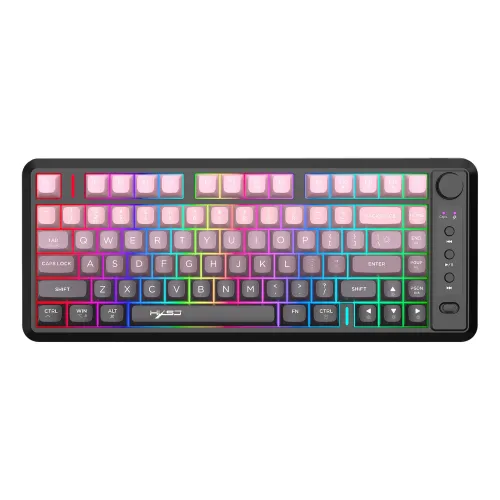 HXSJ L400 Three Mode Wireless Gaming Keyboard 81 Keys Ergonomic RGB Backlight Membrane 2000mAh Battery Gradient Keycaps Gamer Keyboards