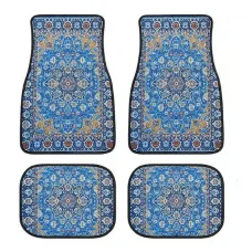 4 Pcs Car Floor Carpets Persian Style Set Front and Rear Carpets Pattern Printed Car Interior Foot Mats for Most Cars Trucks SUVs