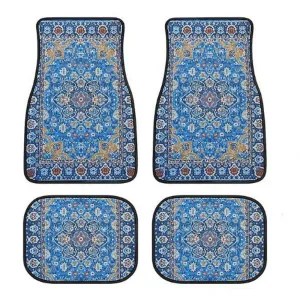 4 Pcs Car Floor Carpets Persian Style Set Front and Rear Carpets Pattern Printed Car Interior Foot Mats for Most Cars Trucks SUVs