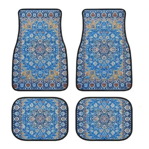 4 Pcs Car Floor Carpets Persian Style Set Front and Rear Carpets Pattern Printed Car Interior Foot Mats for Most Cars Trucks SUVs