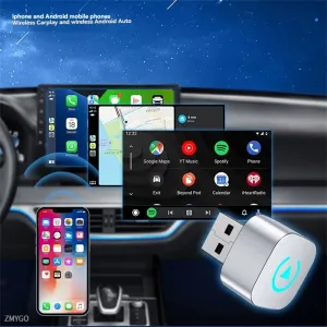 LAESD Mini Wireless CarPlay Android Auto Box USB Dongle Bluetooth5.0 Plug and Play Wired to Wireless CarPlay
