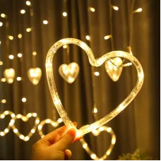 LED Light String Love Curtain Light Confession Proposal Valentine's Day Wedding Party Decoration Lantern Warm White IP44 Waterproof