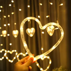 LED Light String Love Curtain Light Confession Proposal Valentine's Day Wedding Party Decoration Lantern Warm White IP44 Waterproof