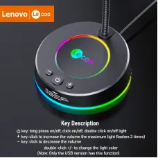 Lenovo Lecoo MC01 Wired Microphone Colorful Light Effect 360  Flexible Microphone for Tablet PC Computer