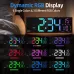 16 Inch Large LED Digital Wall Clock With Remote Control Dymamic RGB Display Automatic Brightness Date Temperature Night Light Gym Clock Suitable For Living Room Bedroom Office Wall Decoration