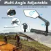 2pcs Bike Handlebar Mirrors For Bicycle Ebike Scooter Snowbike Adjuatable Wide Angle Rear View And 360 Rotatable Safety Galss Design