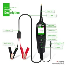 Topdiag P100 12V 24V Automotive Circuit Tester Probe Kit Car Voltage Overload Short Circuit Resistant Tester Diagnostic Tool