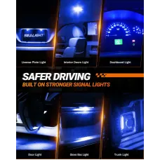 SEALIGHT Pack of 10 LED Bulbs T10 2835 Dome Light Width Lights Signal Lights 60LM Brightness Instrument Lights