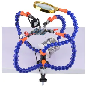 Bench Vise Table Clamp Soldering Station With 5Pc Flexible Arms Soldering Iron Holder Pcb Welding Repair Third Hand Tool