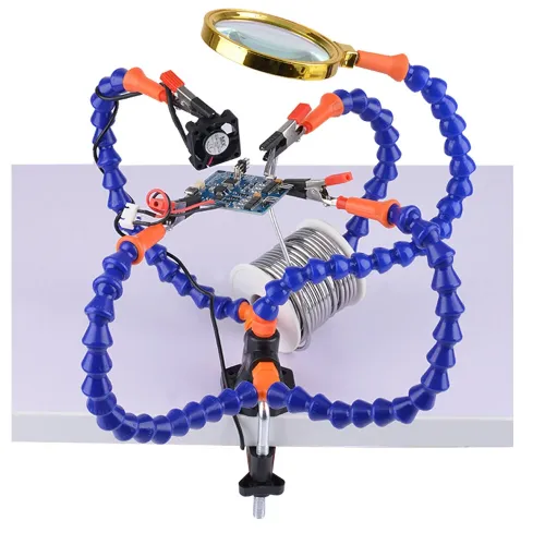 Bench Vise Table Clamp Soldering Station With 5Pc Flexible Arms Soldering Iron Holder Pcb Welding Repair Third Hand Tool