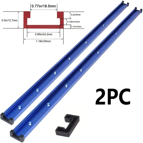 2 Packs 800mm Universal 3/4 T-Track with Predrilled Mounting Holes 30 Type T Track for Woodworking Jigs and Fixtures