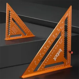 Aluminum Alloy Carpenter Precision Woodworking Triangle Measuring Ruler Rafter Square Measuring Layout Tool Multi-angle Woodworking Scriber Circle Drawing Metric Scale
