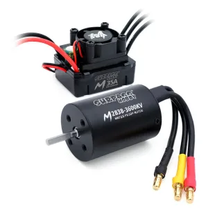 SURPASS HOBBY M2838 All Black Waterproof Brushless Motor W/ M35A Waterproof ESC Set 3.5 Connector for 1/16 Model RC Car Parts