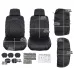 4Pcs/Set Luxury PU Leather Car Seat Covers Full Set Non-Slip Universal Fit for Cars Trucks SUVs Airbag Compatible Black Blue Red Seat Protectors