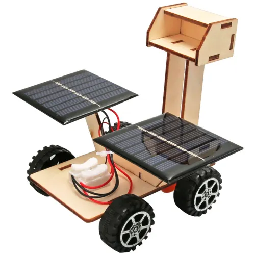 Wooden Solar Power Lunar Exploration Rover Model Assembly Kit DIY Children's Science Experiment Education Puzzle Toy Student Technology Small Production