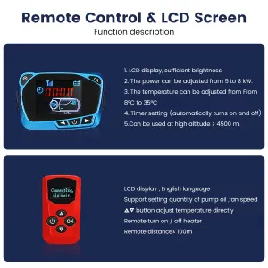 Hcalory 12V 24V LCD Monitor Switch with Remote Control For Diesel Heater Universal