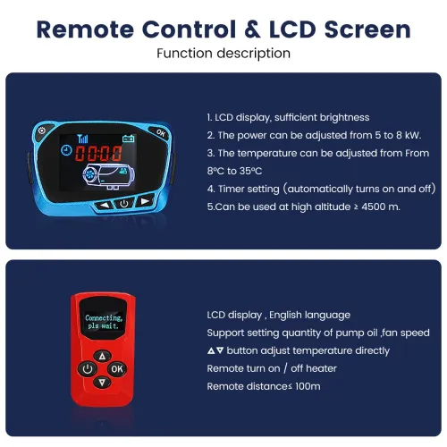 Hcalory 12V 24V LCD Monitor Switch with Remote Control For Diesel Heater Universal