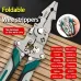 Foldable Wire Stripper Multifunctional Crimping Pliers Anti Slip Handle Metal Construction Precision Cutting Electrical Tool Adjustable Wire Diameter Scale Markings