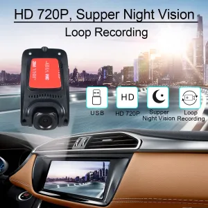 Car Camera Dashcam 720P HD 140 Large Wide Angle Car Driving Recorder F2.0 Large Aperture Night Vision